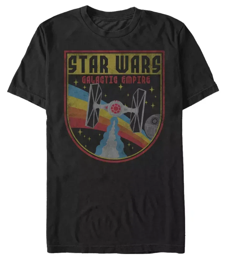 เสื้อยืดแขนสั้นผู้ชายแนวไซไฟย้อนยุคสตาร์วอร์สทรงหลวมและพอดีตัวสไตล์สตรีท ขอให้พลังแห่งพระเจ้าอยู่กับคุณ ของขวัญเพื่อนรายวัน