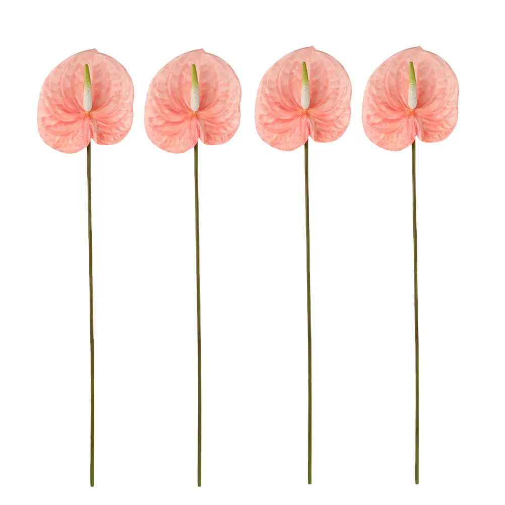 

4 Pcs Faux Anthurium Flowers Safe Material Realistic Decoration Vivid Party Photo Props Home Decor