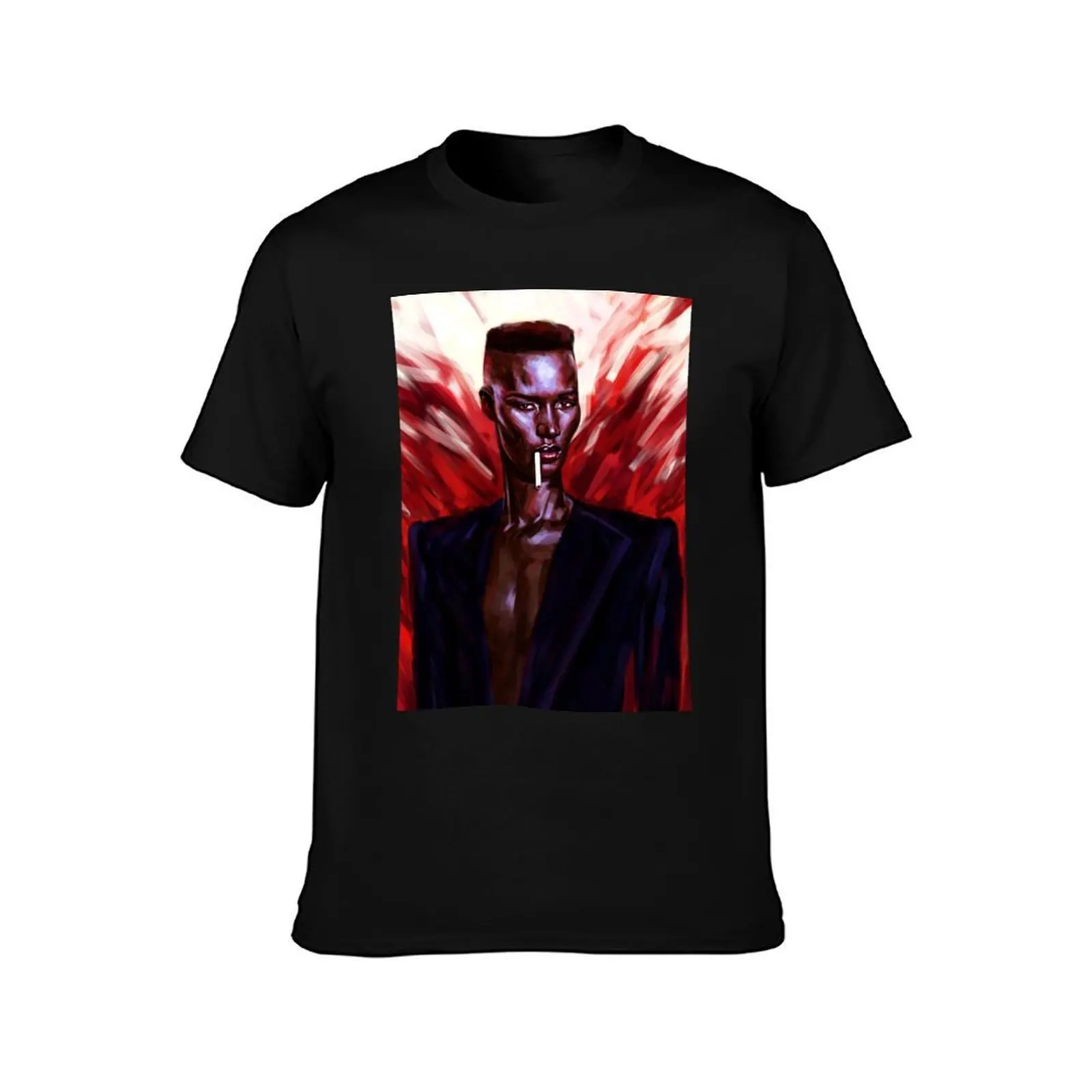 Grace Jones T-Shirt, Summer Casual Cotton Tee, Oversized Streetwear Tops, Vintage Graphic Print, Loose Fit Short Sleeve