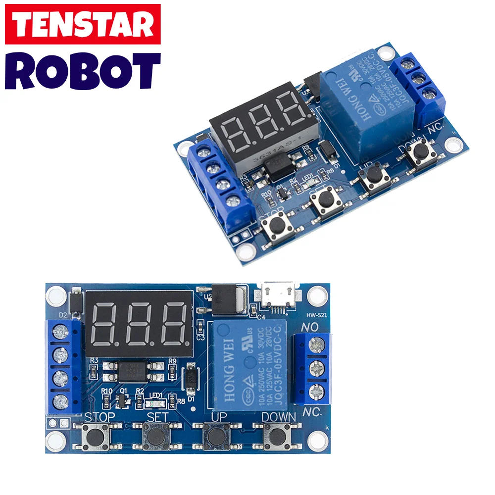 DC 6-30V Support Micro USB 5V LED Display Automation Cycle Delay Timer Switch Off Delay Time Relay 6V 9V 12V 24V