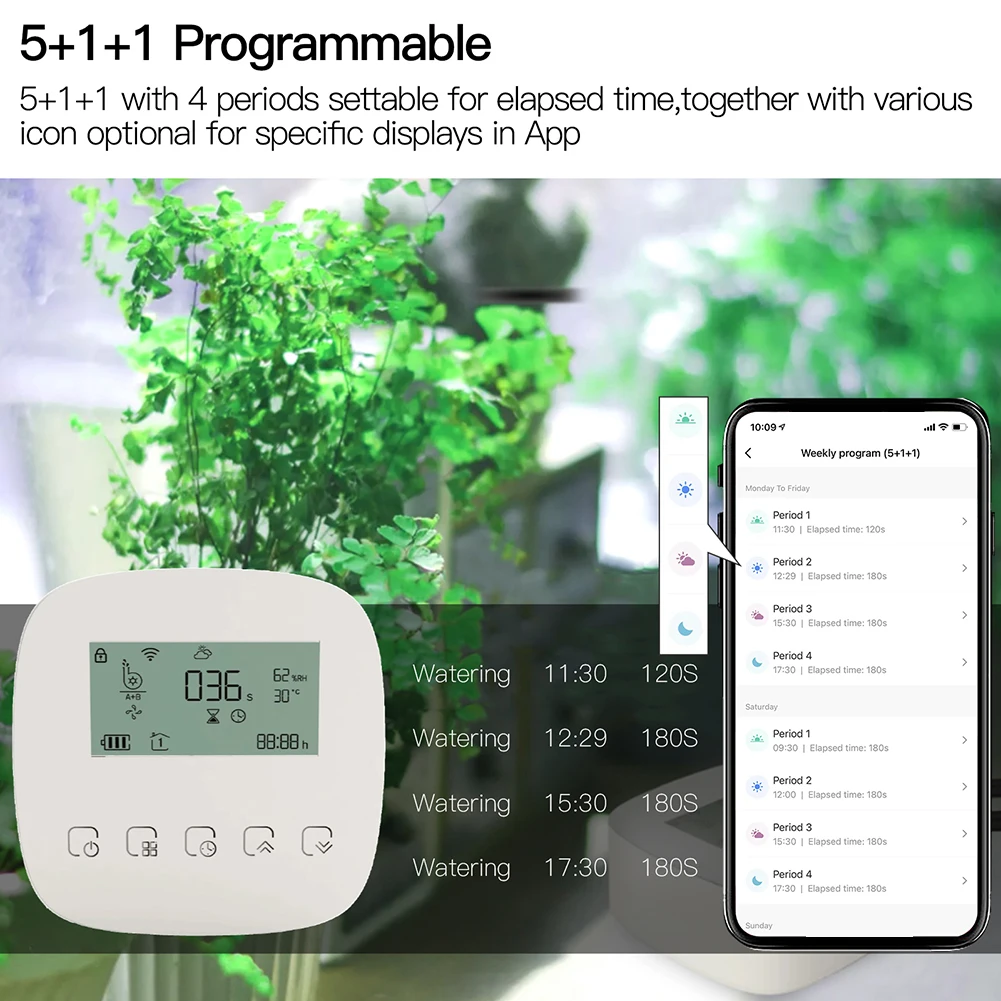 Works with Tuya WiFi Smart Watering Machine Automatic Micro-drip Irrigation System Controller System APP Voice Control Alexa Goo