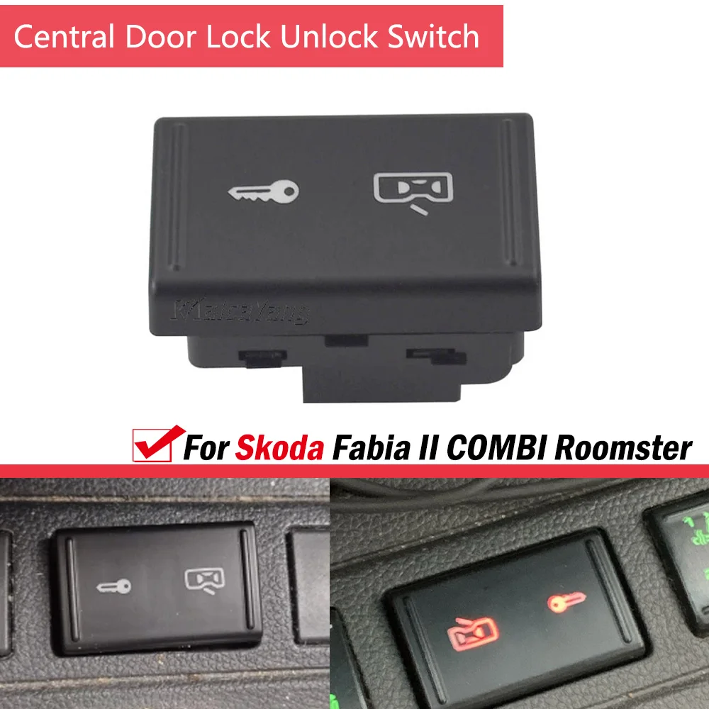 New Central Door Lock Switch For Skoda Fabia 2007-2015 ROOMSTER 2006-2015 5JD962125A 5JD 962 125A Internal Spare Parts Button
