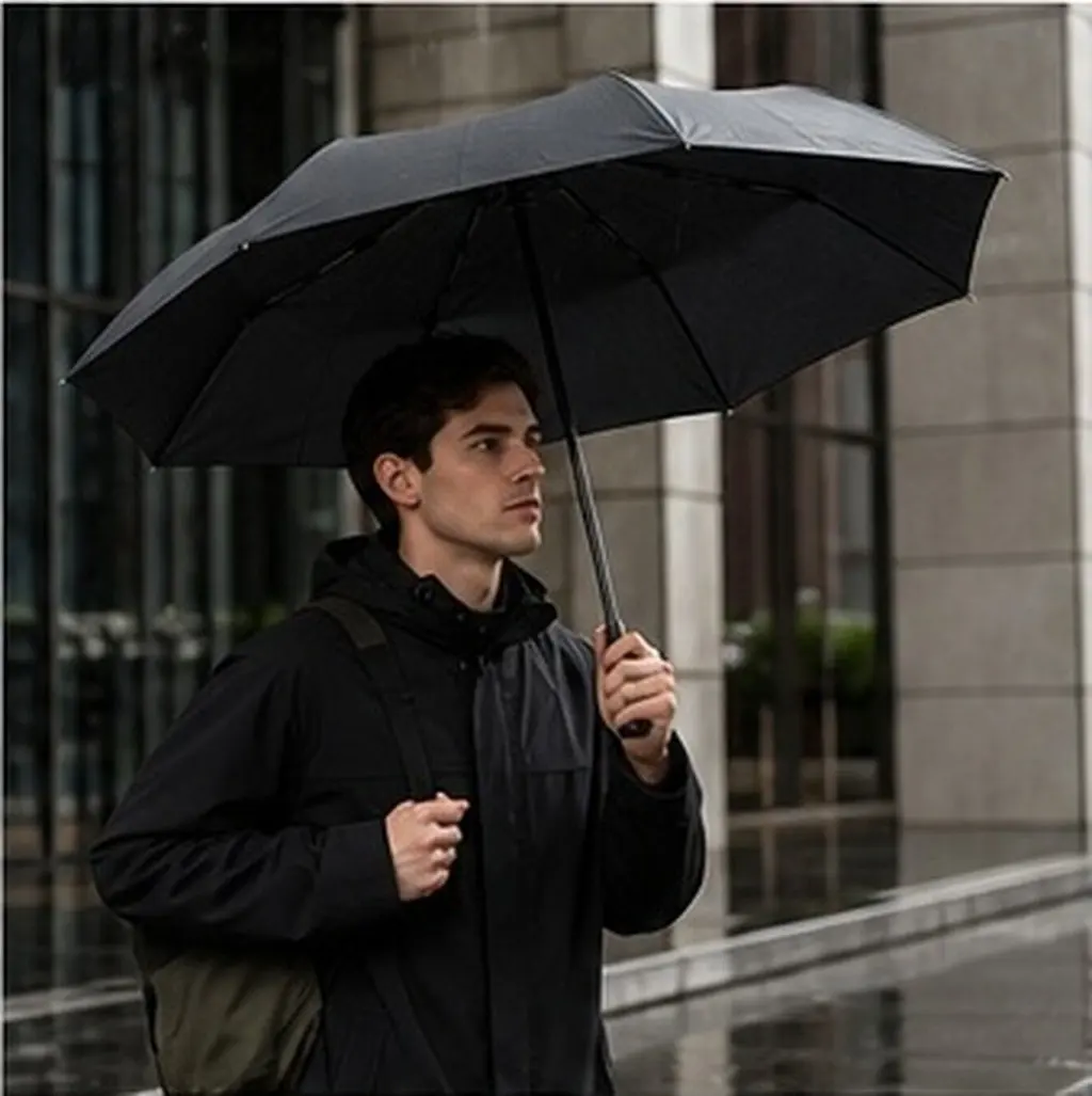 Compact Automatic Open Close Windproof Folding Umbrella Strong Wind Resistant Framework Operation 210T Ptfe