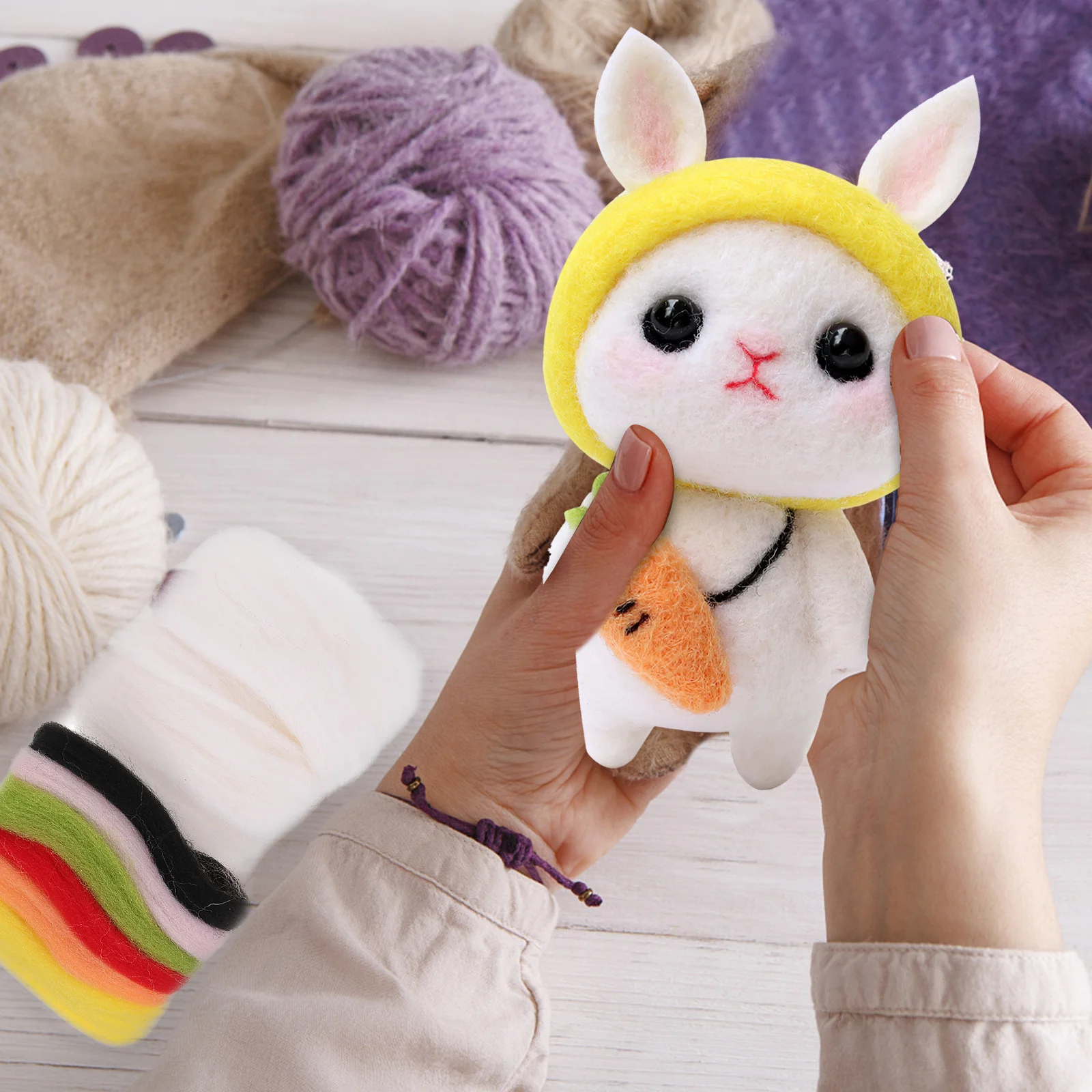 

1Set Wool Felting Kit Beginner Friendly DIY Materials Exquisite Workmanship Bright Colors Creative Handmade Projects