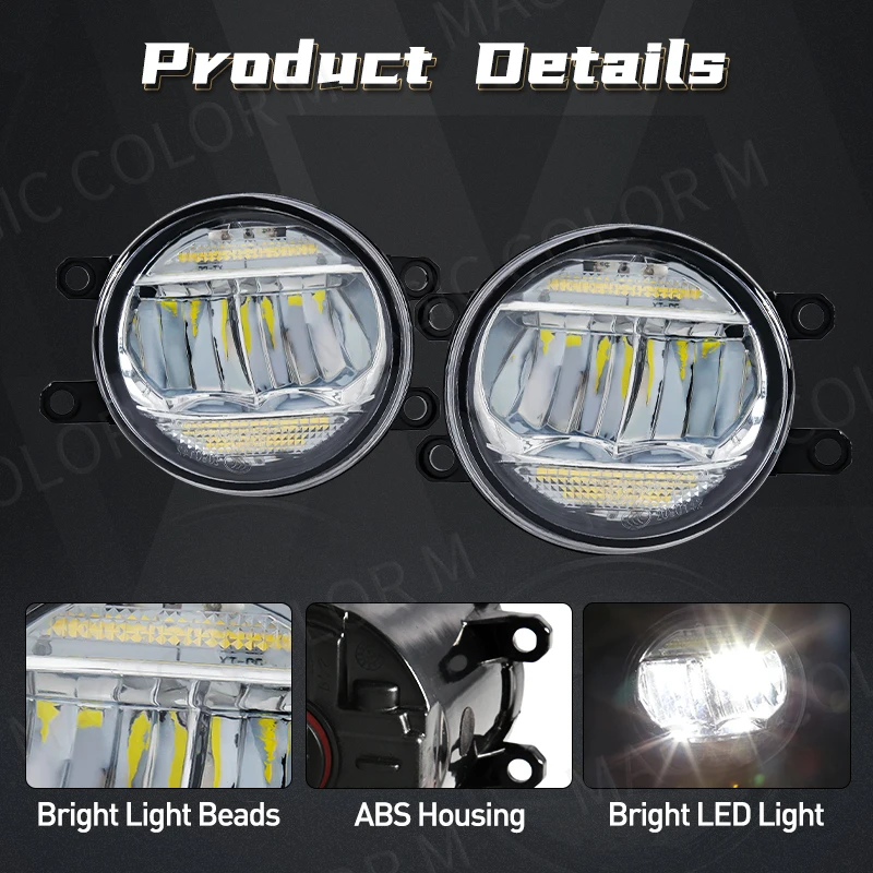 2 w 1 światło przeciwmgielne LED DRL dzienne reflektor do jazdy dziennej dla Toyota Corolla Camry Prius Tacoma RAV4 Yaris Avalon Sienna Highlander 12V — zdjęcie 6