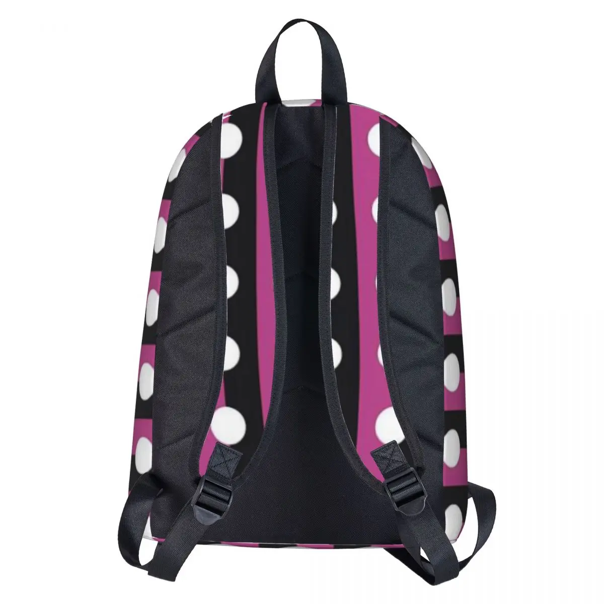 Striped Polka Dot Backpack Black and Rose Pink Trekking Backpacks Teen Designer Big High School Bags Style Rucksack