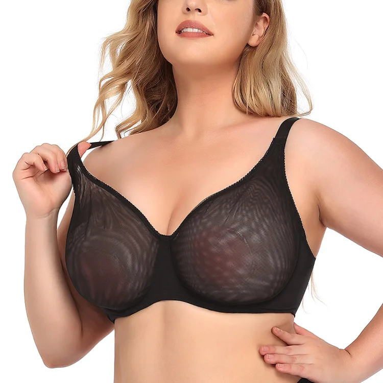 Super Size Women's Bra Europe and the United States Sexy Ultra-thin Perspective Bra Plus Size Underwear Bra BCDEF Cup