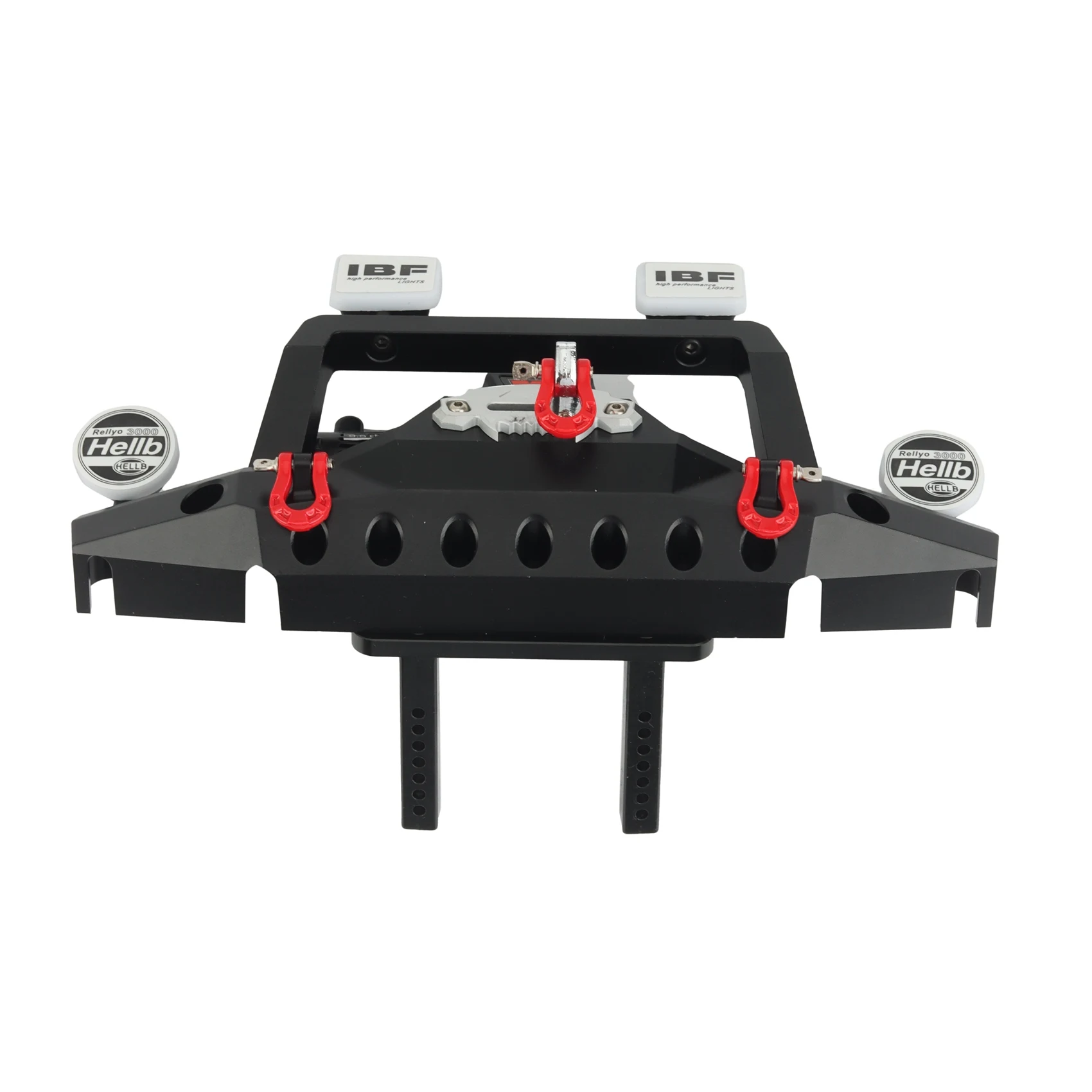 WOWFU-Metal Front Bumper With 3CH Winch Led Light For 1/10 RC Crawler Axial SCX10 90046 SCX10 III TRAXXAS TRX4 Upgrade Parts