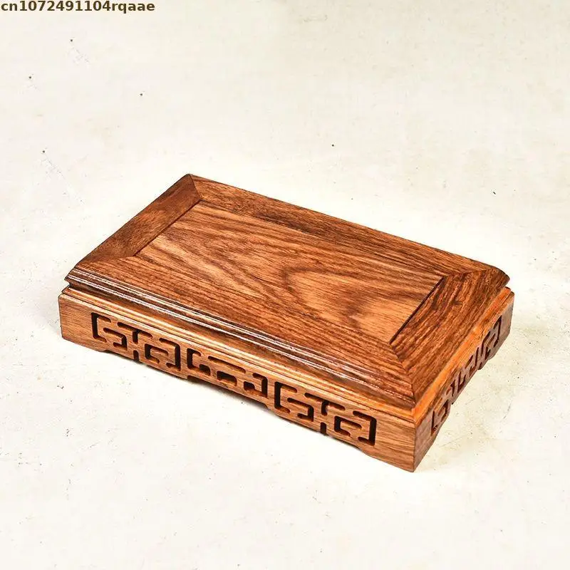 Rosewood Display Stand, Hollow Carved Square/ Rectangular Wooden Pedestal Base For Vase Bonsai Teapot Figurine Decorative Shelf