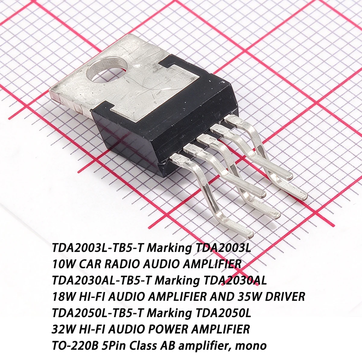 5PCS TDA2003L TDA2030AL TDA2050L TO-220B 5Pin Class AB amplifier, mono NEW Original DRIVER HI-FI AUDIO Car Radio Audio Amplifier