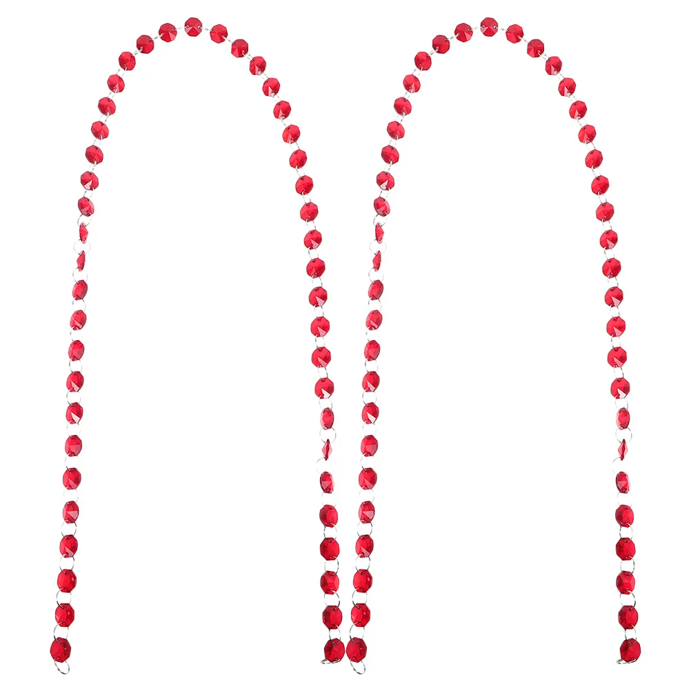 

2Pcs Octagon Beads Chain Glass Beads String Decor Door Curtain Room Divider Pendant Lamp Bead Strand Garland Bead Strand Decor