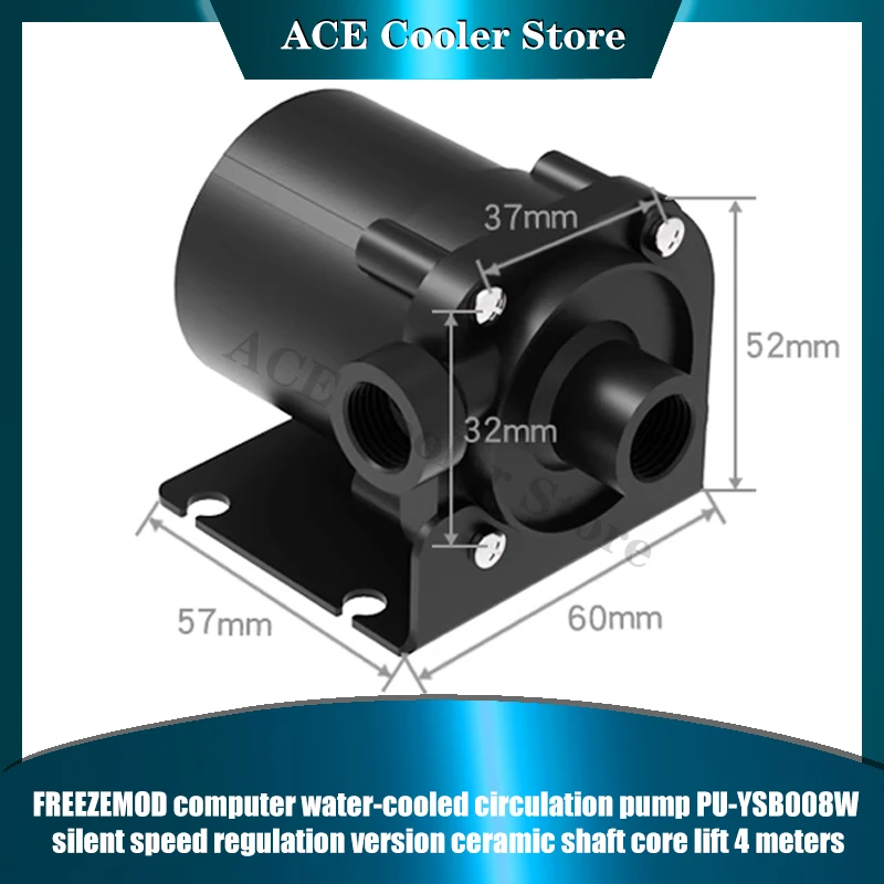 

FREEZEMOD PC Cooling Water Pump, Silent Speed Regulation Version Ceramic Shaft Core Lift 4 Meters, 600L/H PU-YSB008W