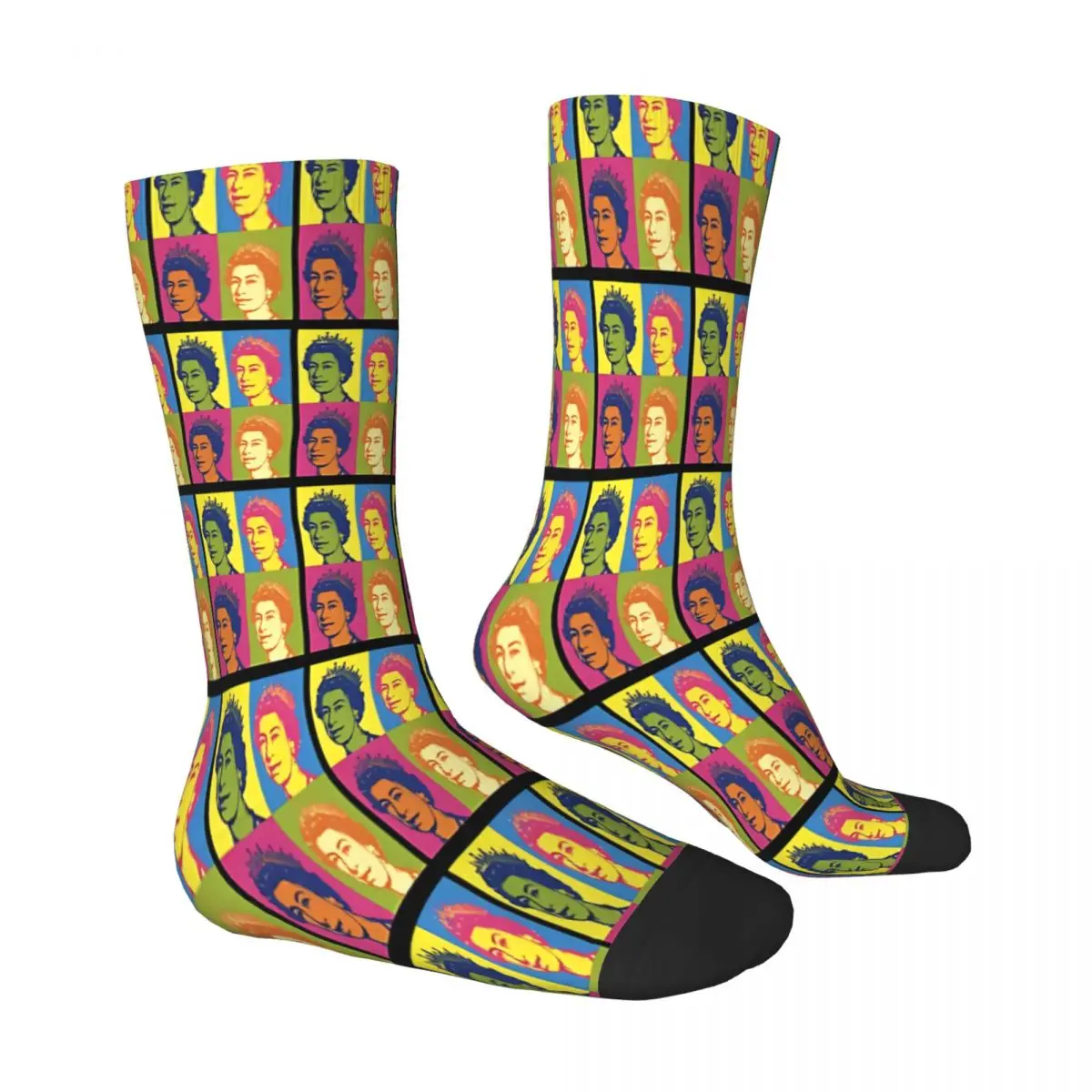 Elizabeth II Pop Art Repetition Royal Family Pop Art Socks Male Mens Women Summer Stockings Hip Hop