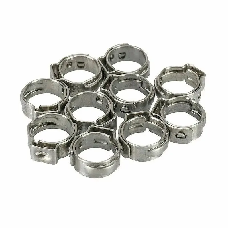 25pcs Hose Clamps Single Ear Stepless 5.8-23.5mm 304 Stainless Steel Hose Clamps Cinch Clamp Rings for Sealing Kinds of Hose