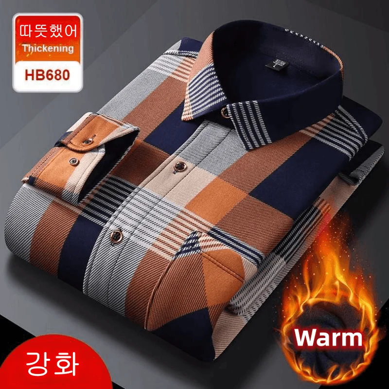 New Autumn Winter Men\'s Thick Warm Fashion Casual Long Sleeve Plaid Shirt Men\'s Casual High Quality Soft Large Size Top Shirt