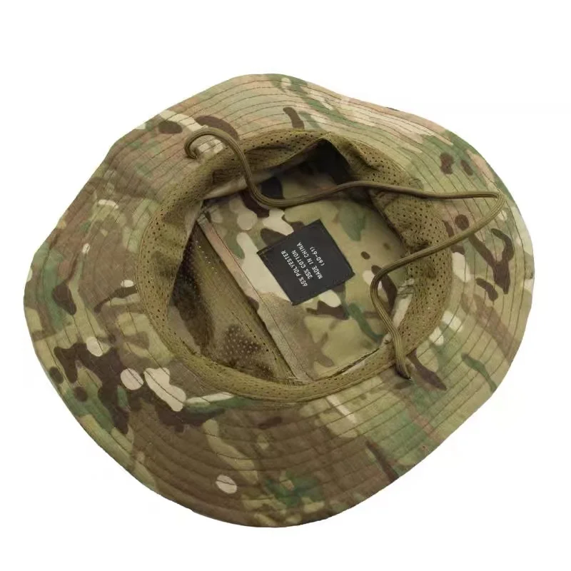 2024 New Camo Tactical Enthusiasts Square Pocket Bonnie Cap Outdoor Bucket Benny Hats Multicam Fishing Hiking Outdoor Sun Caps