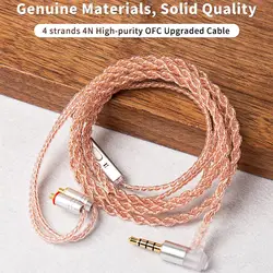 KBEAR 4Core Copper Upgrade Earphone Cable 2PIN/QDC/MMCX/TFZ Earbuds Connector for KBEAR TRI KZ CCZ YINYOO Headphone HIFI Headset