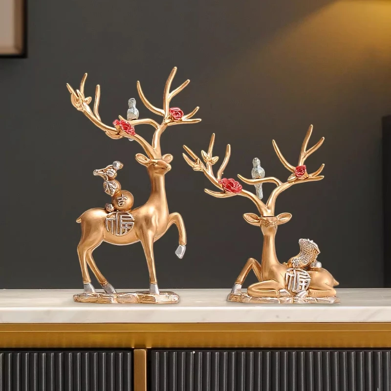 

Lucky Deer Ornament High-end Atmospheric Wine Cabinet TV Cabinet Entrance Living Room Crafts Decorations