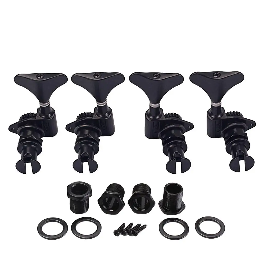 4pcs Ukulele Tuning Pegs 2R2L Ukulele Tuning Machines Guitar Geared, Black