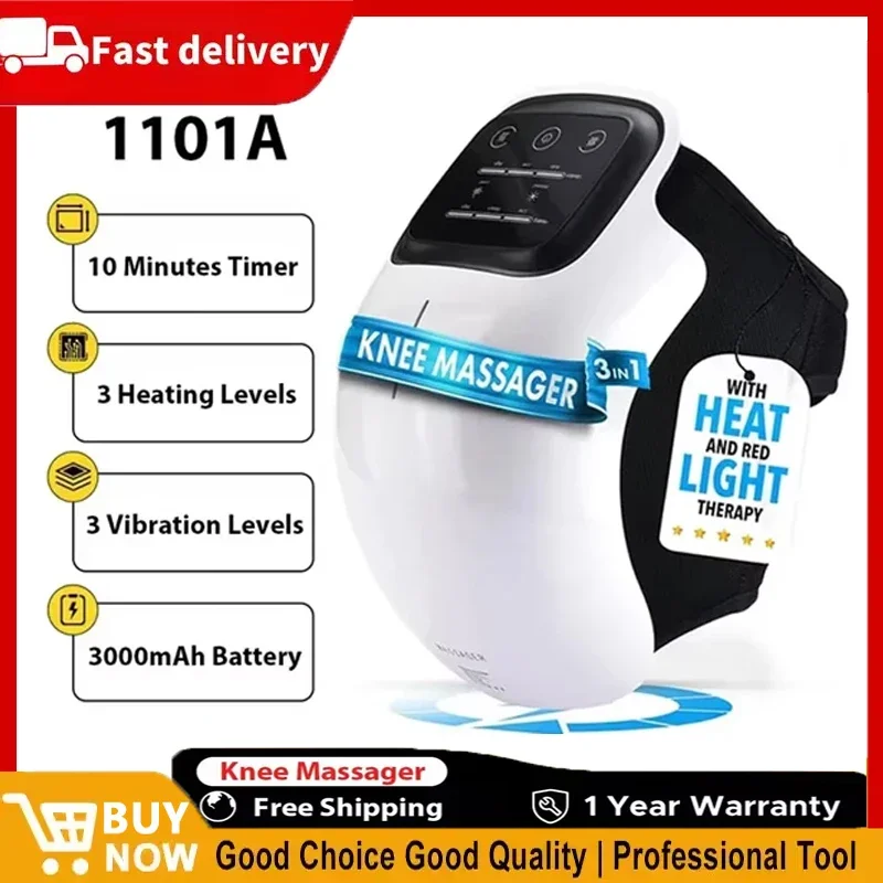 

Беспроводной массажер для колена со светодиодным экраном, красным светом, массажной терапией, 3 уровня инфракрасного нагрева и вибрации, подарки для мужчин и женщин