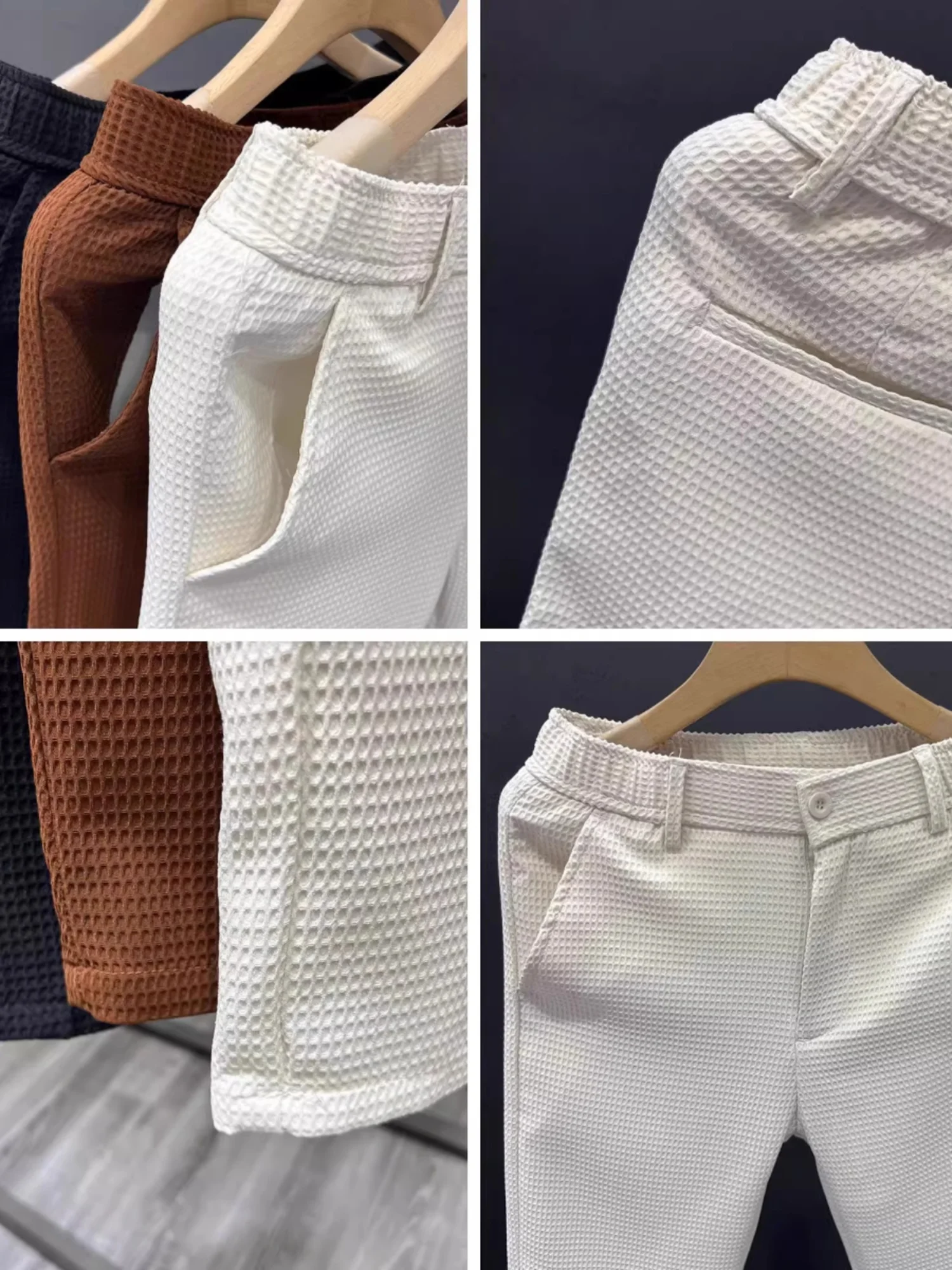 بنطلون شبابي عصري ضيق وعملي للرجال، بنطلون ربيعي صيفي مستقيم الساق بطول تسعة أرباع، بنطلون أنيق بأسلوب حضري للراحة