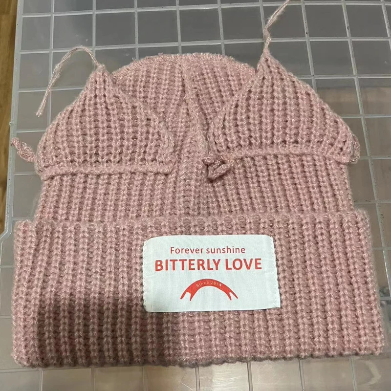 2025 عاشق القط الأذن محبوك قبعة الصلبة قبعة تدفئة لطيف موضة مقنعين قبعة المتخصصة تصميم الهيب هوب شخصية الباردة قبعة #5