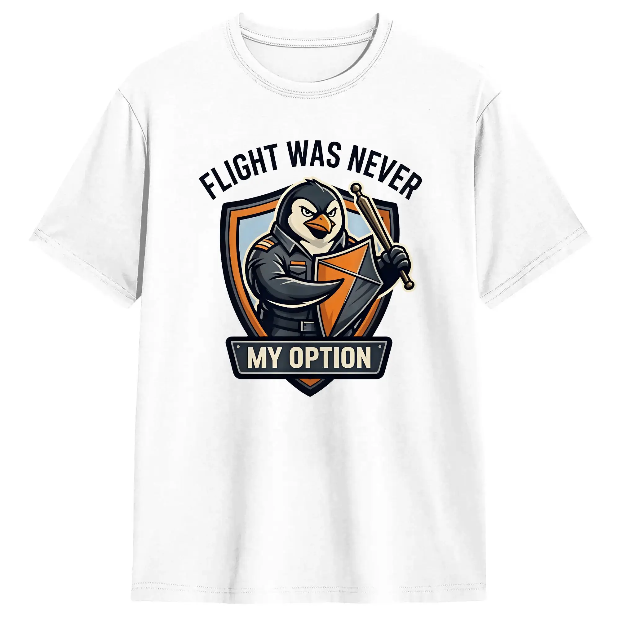 Men Flight Was Never My Option Funny Penguin T Shirts  Cotton Top Tees Summer Vintage Short Sleeves T-Shirt O-Neck Fashion Tee