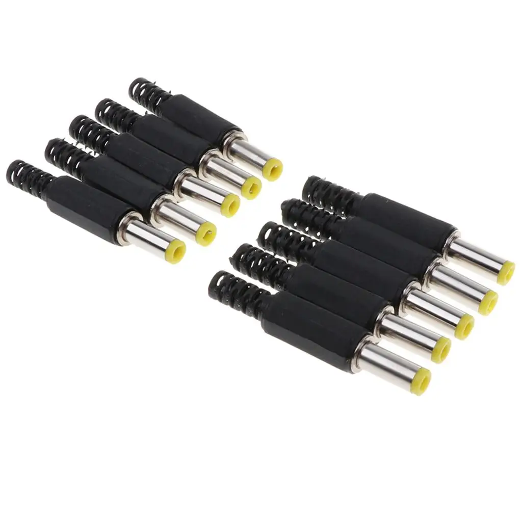 10Pcs 5.5 x 2.5 Power Male Plug Connector Black Repalcement Parts