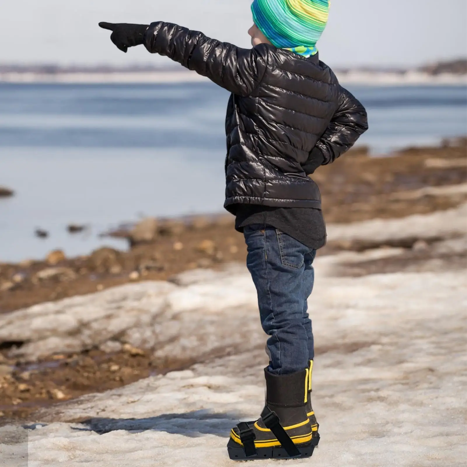 زلاجات ثلجية للأطفال الصغار قابلة للتعديل ومضادة للانزلاق وأشرطة تثبيت للأطفال على الجليد للهوكي والبنات والأولاد والتزلج في الهواء الطلق