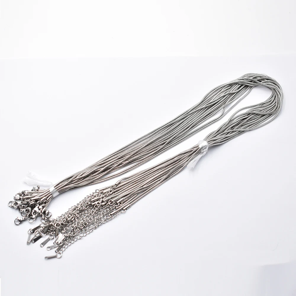 

Wholesale 1.5mm stainless steel Snake Chain Necklace Rope 45cm+5cm Chain Lobster Clasp DIY Jewelry Accessories 20 50pcs/lot