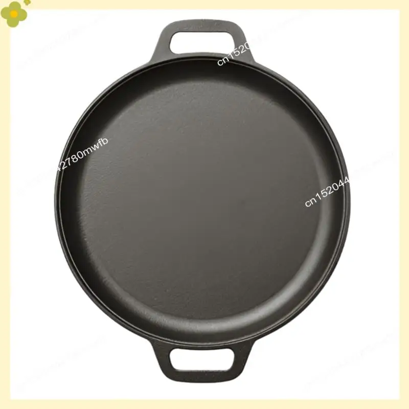 

LDHL Cast Iron BBQ Camping Frying Pan, Double Handle Non-Stick Pancake Pizza Pan, Steak Pork Chicken Cooking Pan, Cooking Pan