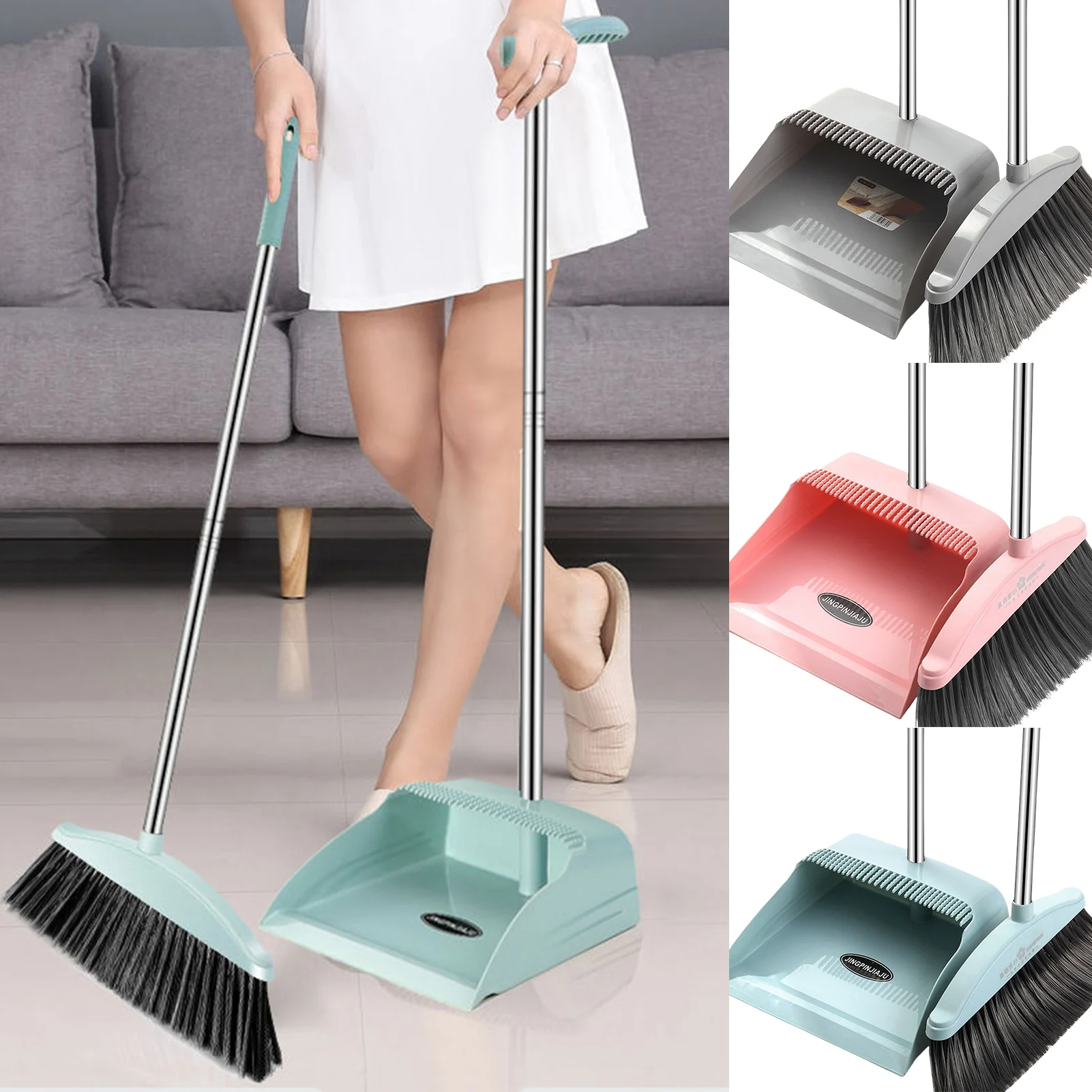 Broom And Dustpan Set For Home Dust Pans With Long Handle Outdoor Indoor For Home Kitchen Room Office Must Haves