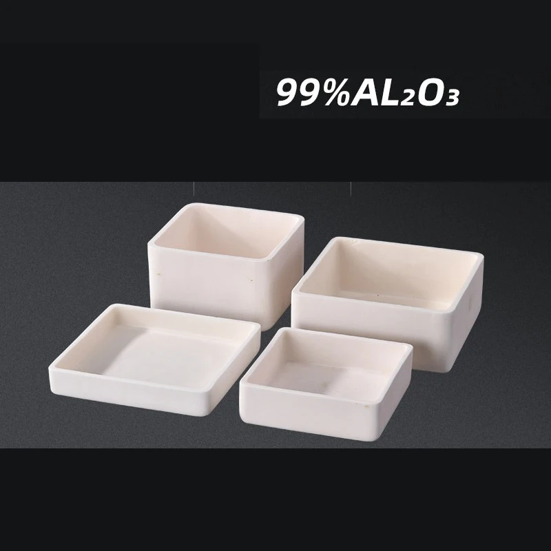 99% Alumina Square Rectangular Crucible 1600℃ High Temperature Resistant for Lab Tube Furnace Kiln Sintering Ceramic Crucibles