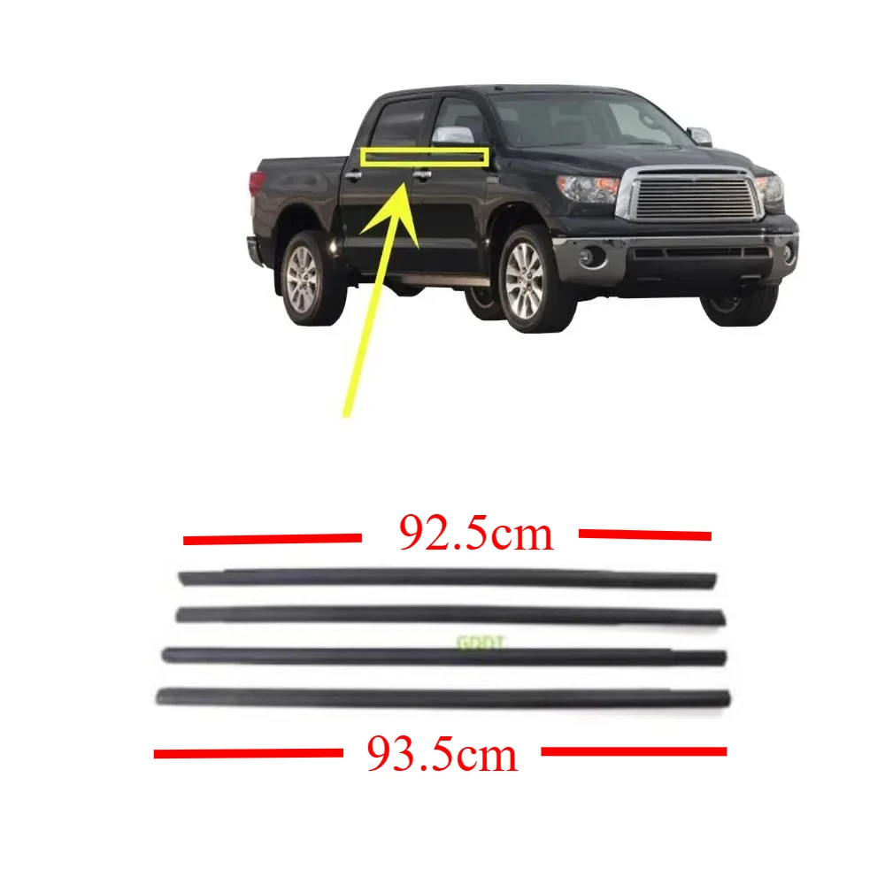 4 Pcs 4 Door Black Window Rubber Outside for Toyota Tundra 2007-2020 68210-0C020 Protector Weatherstrip Seal CrewMax
