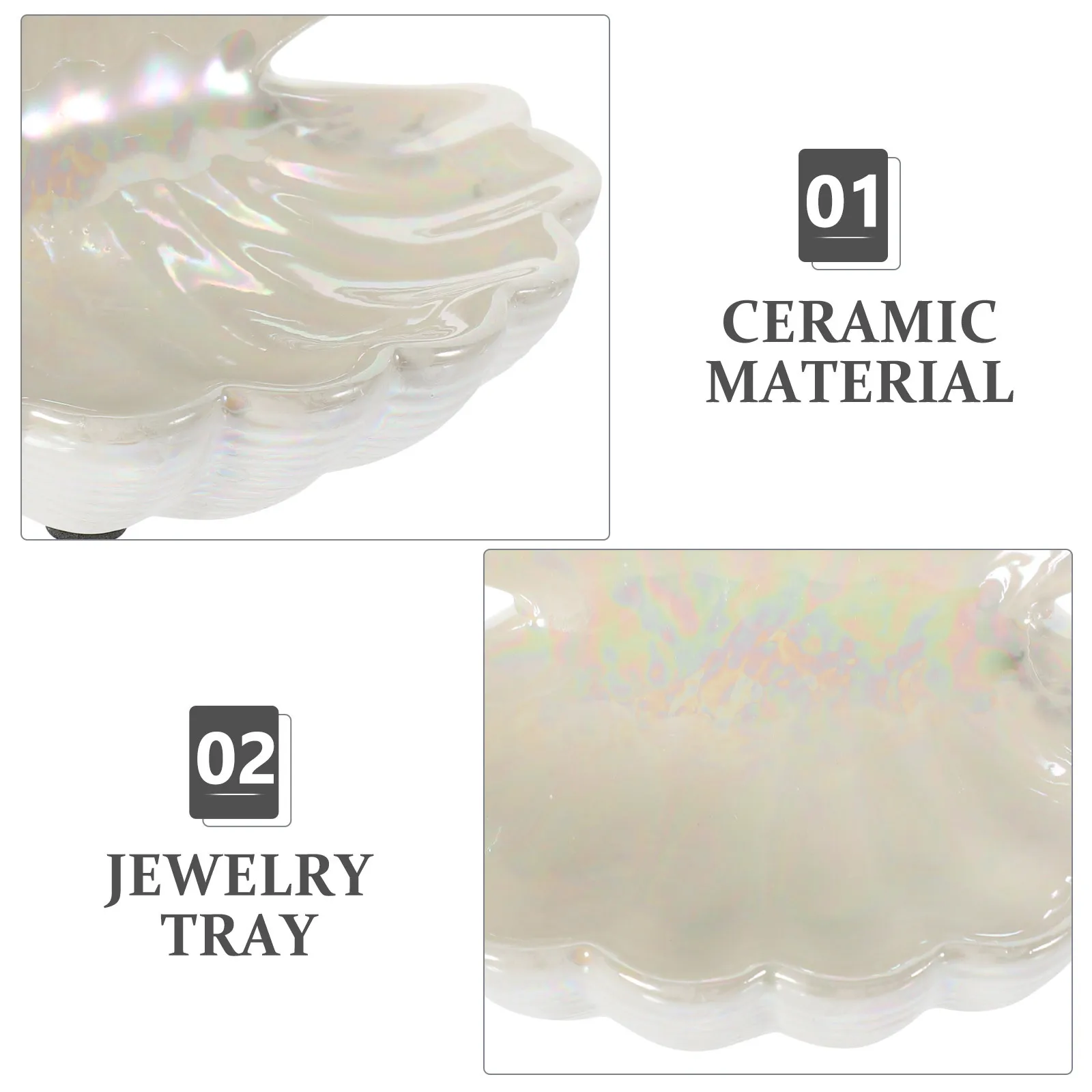 Shell Ceramic Jewelry Tray Decorative Trinket Dish Multifunctional Key Bowl Ring Dish Holder Small Jewelry Organizer
