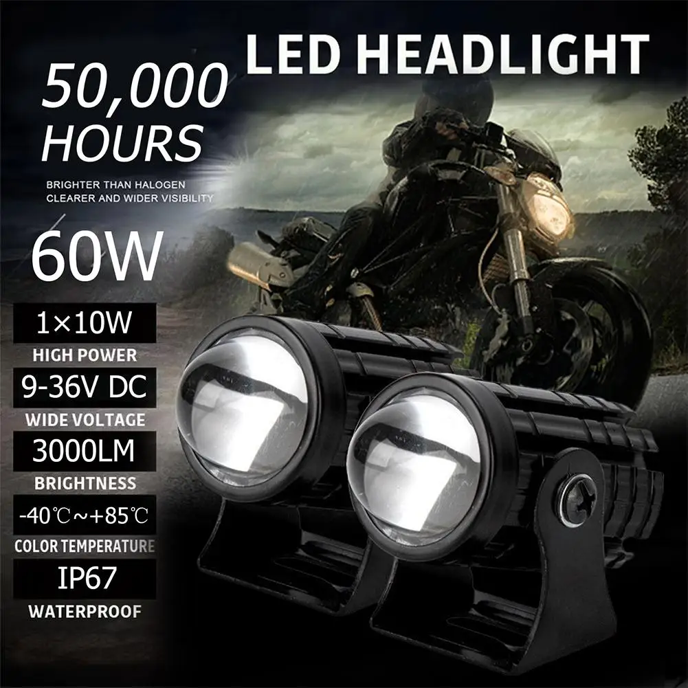 Motorcycle Mini Driving Light Dual Colo for Headlight Auxiliary Spotlight Lamp R ATV Scooter Fog Light Accessories 12V P0H8