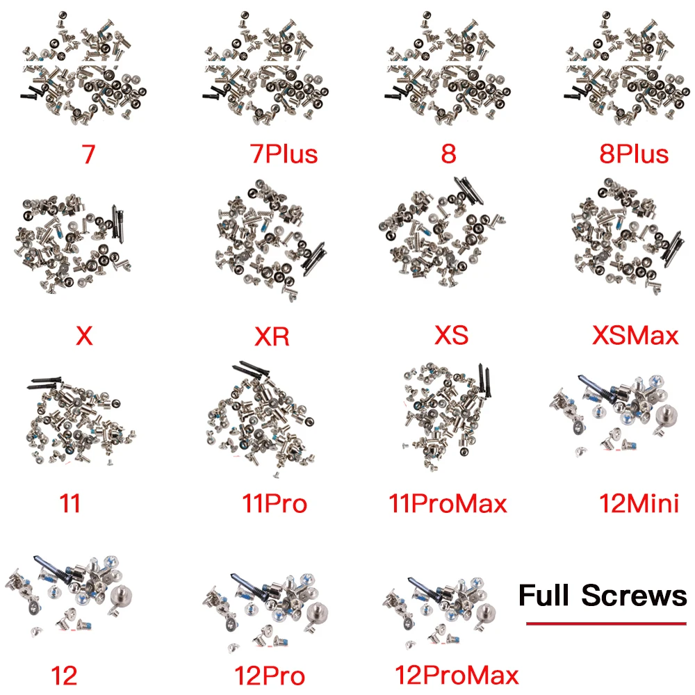 Full Set Screws Replacement For iPhone 7 8 Plus X XR XS 11 12 Mini Pro Max Incl 2X Botton 5 Star Screw