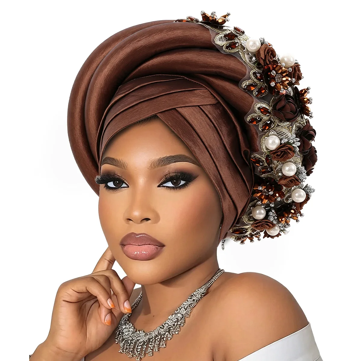 African Headtie Turban Nigeria Head Ties Flower Braids Head Wraps Wedding Auto Gele Dancing Party Headpiece Outdoor Headwear