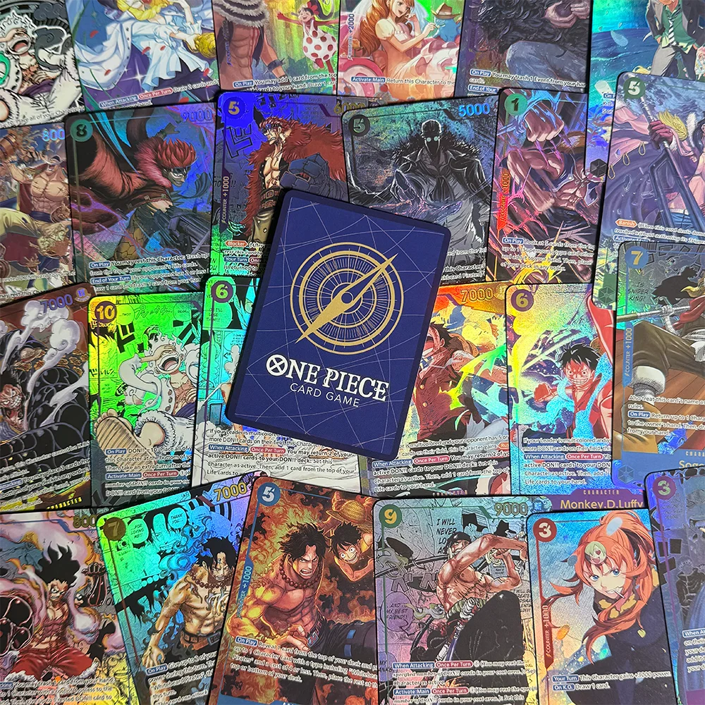 قطعة واحدة بطاقة النسخة الإنجليزية التذهيب الشخصية الكلاسيكية لوفي ياماتو لوسي هانكوك بيلو بيتي كينغ أنيمي OPCG بطاقات الوكيل