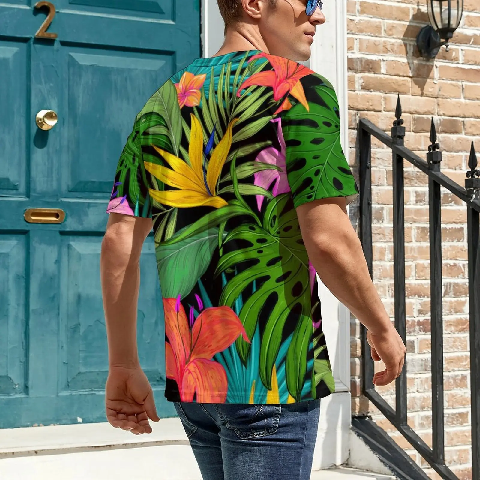 Couple Colorful Plant T Shirt Hawai Tropical Trending T-Shirts Short Sleeves Custom Tops Cheap Summer Funny Oversized Top Tees