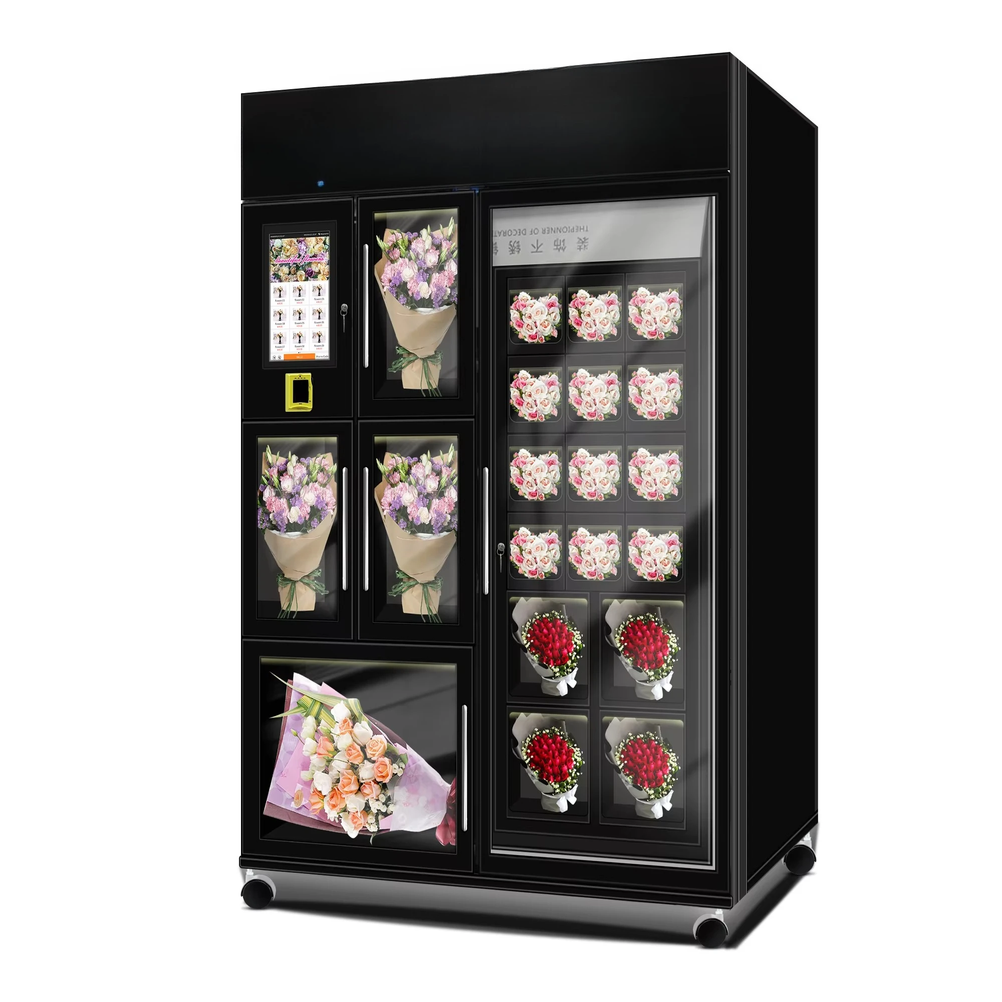 FL Easy Operate Flower Vending Locker Mobile Casters Design Fresh Bouquet Vending Device for New Flower Business