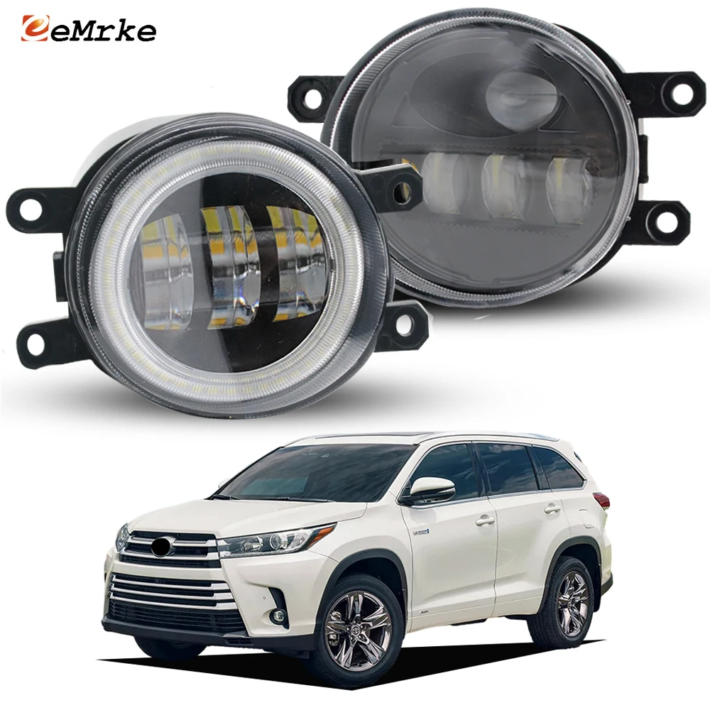 

Светодиодные противотуманные фары Plug & Play с линзами проектора и DRL Angel Eye для Toyota Highlander Kluger 2017 2018 2019 1:1 OEM Fitment