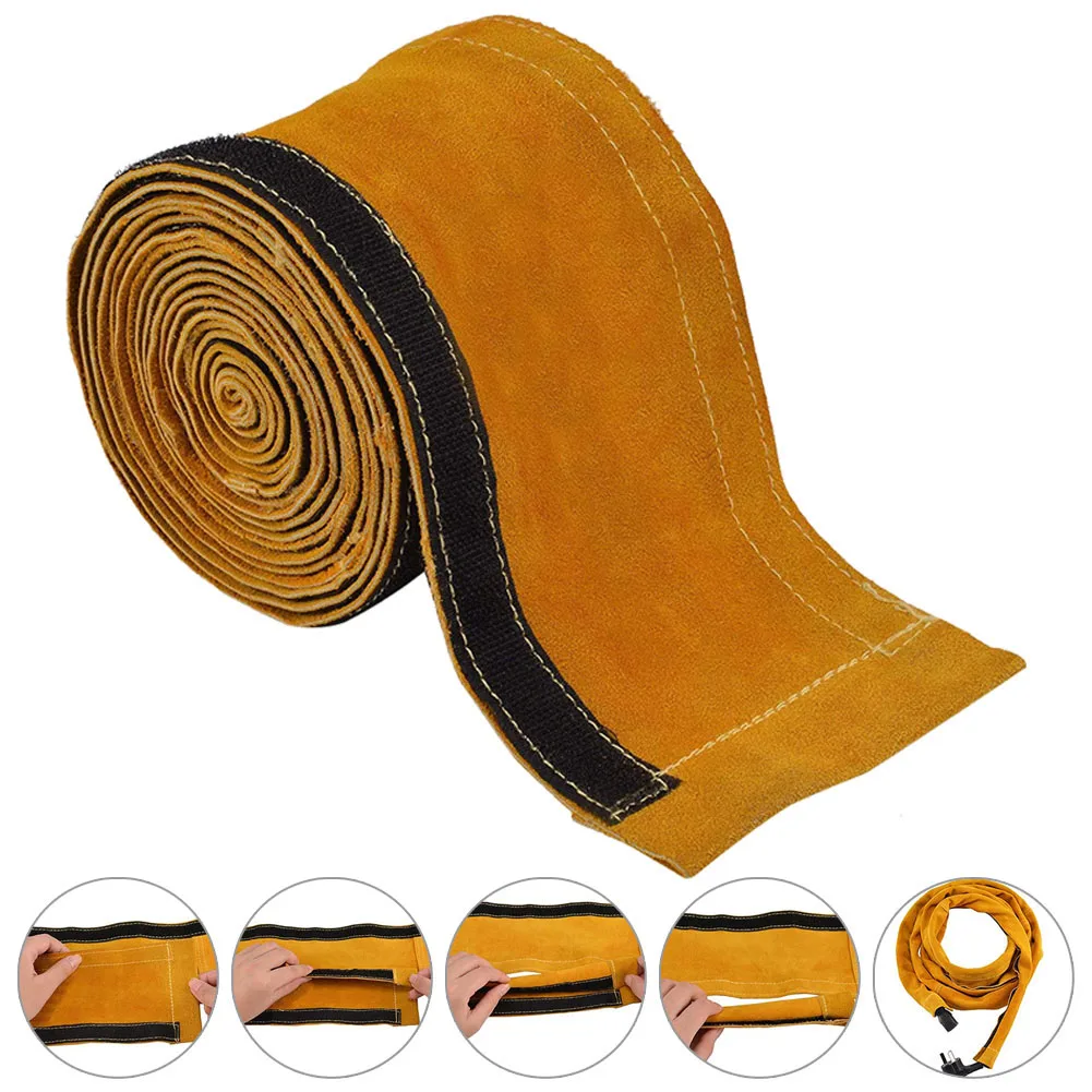 1PC 3.5/7/10/15M TIG Welding Torch Cable Cover Stitched Mig/plasma Cable Sleeves Tig Cover Yellow Leather Tools Accessories