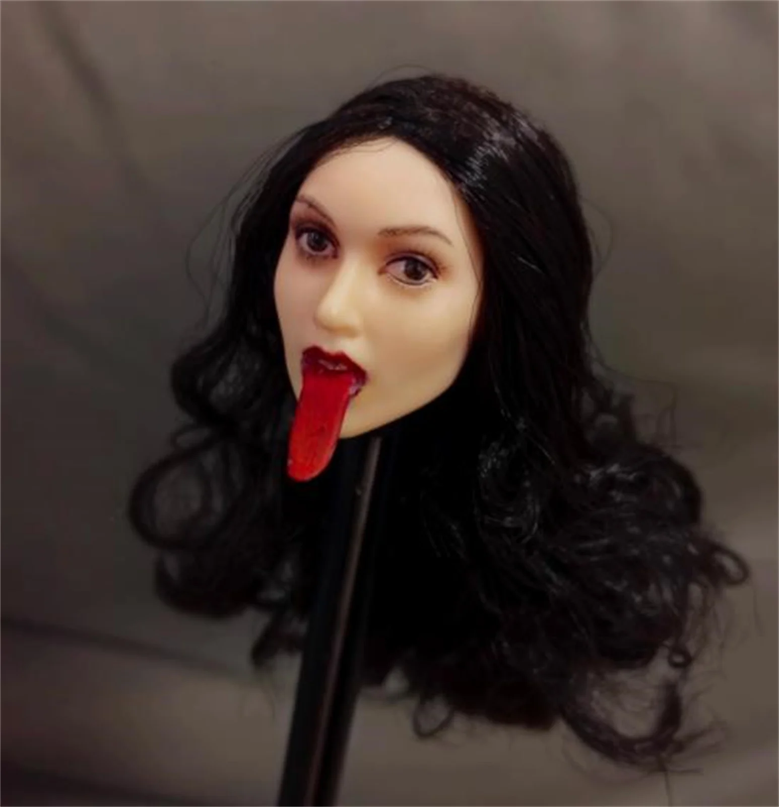 

1/6scale Female head Sculpt long Tongue vampire curls For 12" Figure TBL Figure figureTB Planted Hair Model Female Figure