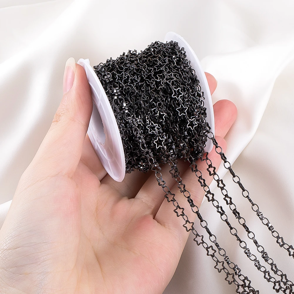 1Meter Gun Black Hollow Star Copper Chain for Jewelry Making DIY Neckalce Bracelet Accessories image 4