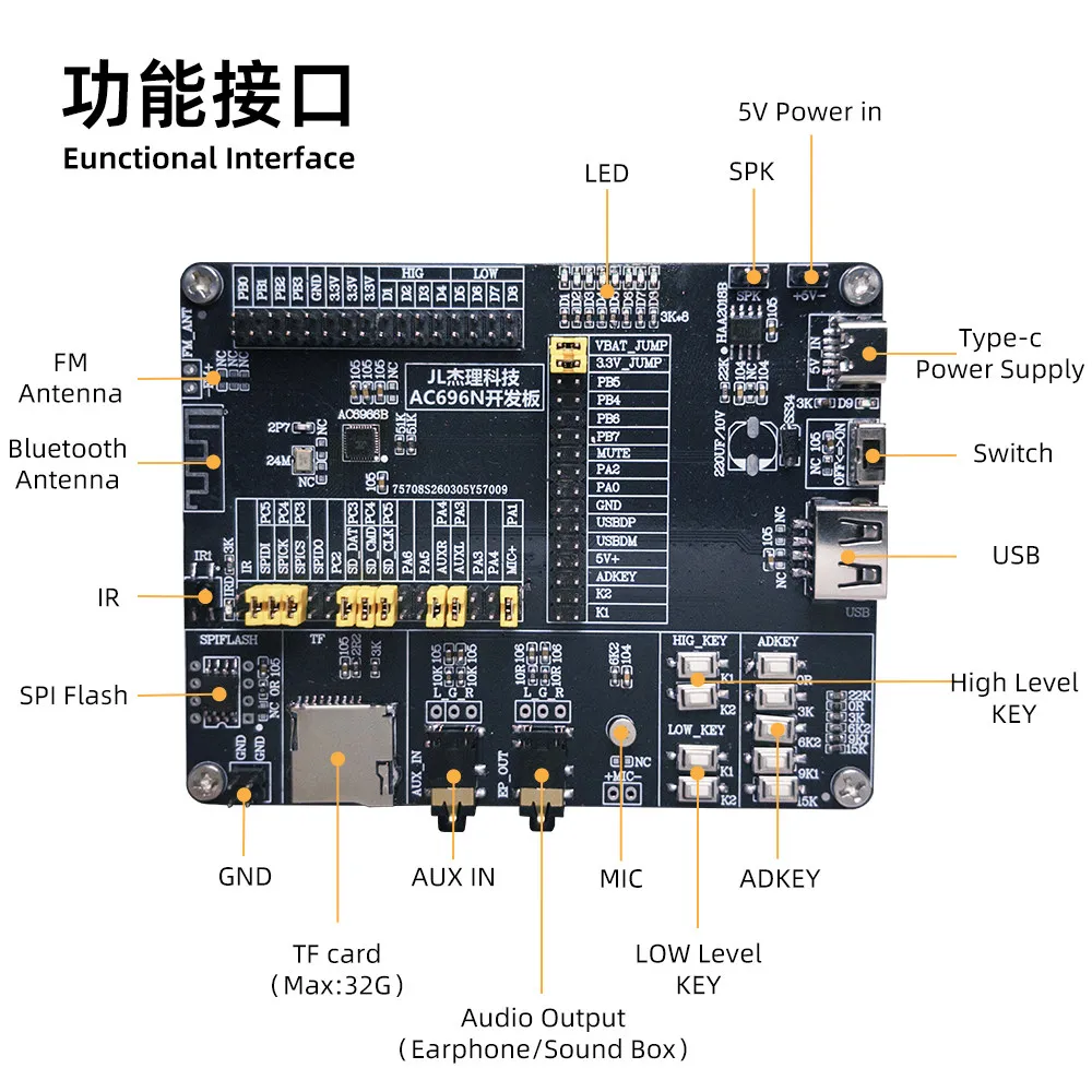 AC696N Development Board AC696 Full Series Chip Development Bluetooth Speaker Development Evaluation Board