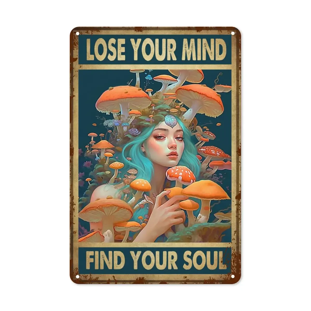 Mushroom Room Tin Sign Funny Wall Decor Lose Your Mind Find Your Soul Signs Vintage Metal Tin Signs For Home Kitchen Office Bath