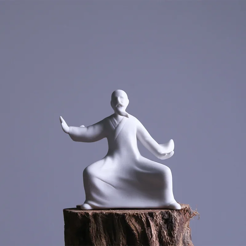 Chinese White Porcelain Kung Fu Characters Zen Statues Chinese Tai Ji Decorative Statues For Home Zen Creative Ornaments