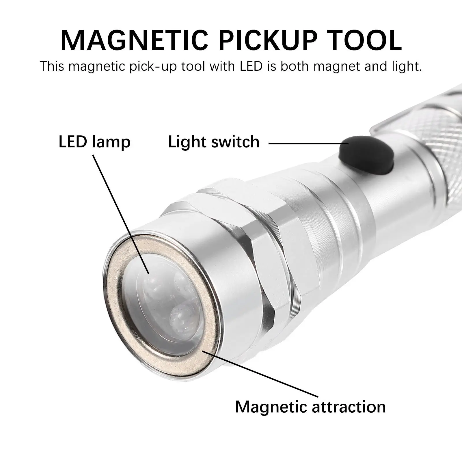 

Telescopic Led Torch Lamp Magnetic Pickup Tool Flexible Neck For Mechanics Electricians Automotive Repair Hard To Reach