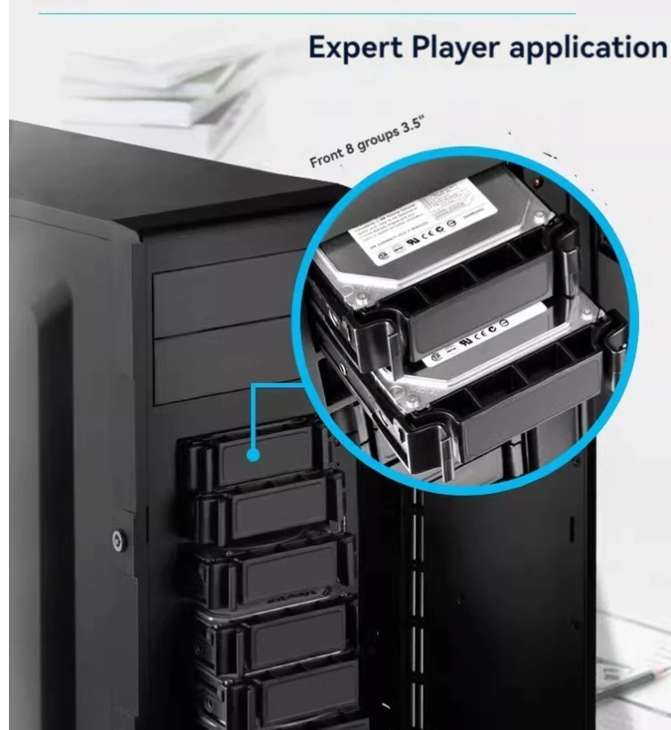 CS380 Hard Disk Menara 8-disk depan Nas Host Chassis SAS SATA dapat diisi ulang